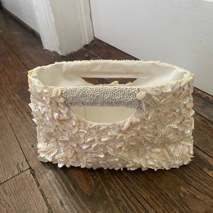 Mother of pearl beaded clutch